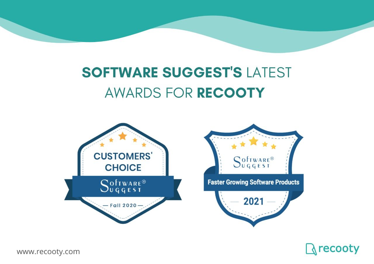 SoftwareSuggest Awards Recooty. SoftwareSuggest recognition awards 2020. SoftwareSuggest awards recooty in 2021. Winner of softwaresuggest recognition awards.