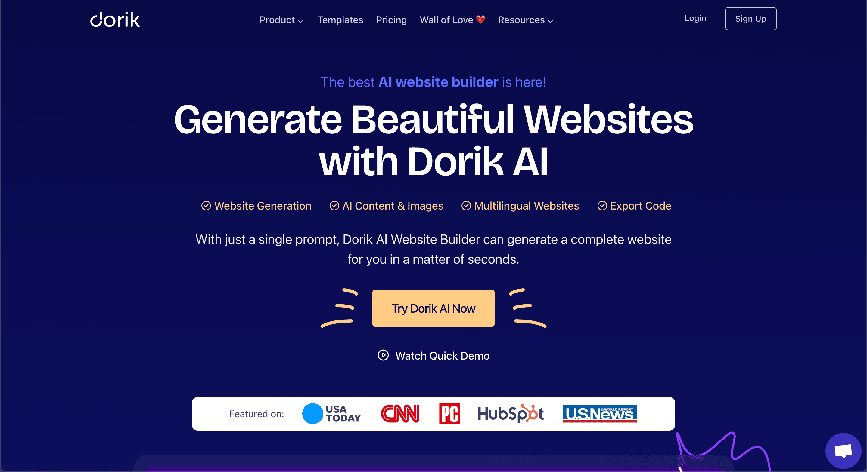 Dorik Ai Landing Page