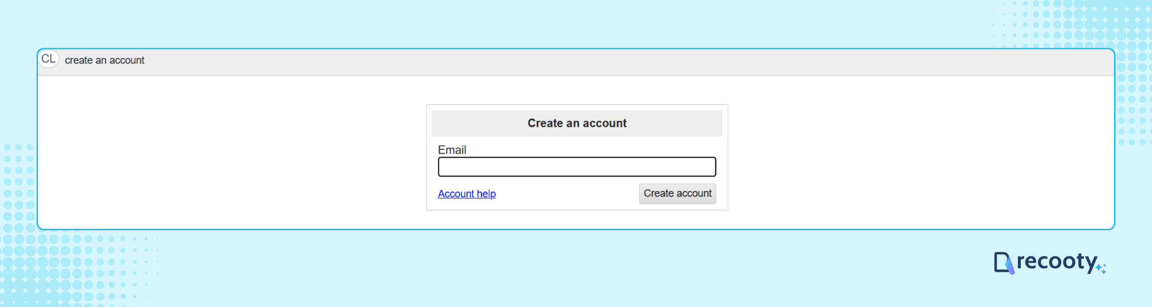 Craigslist create an account window