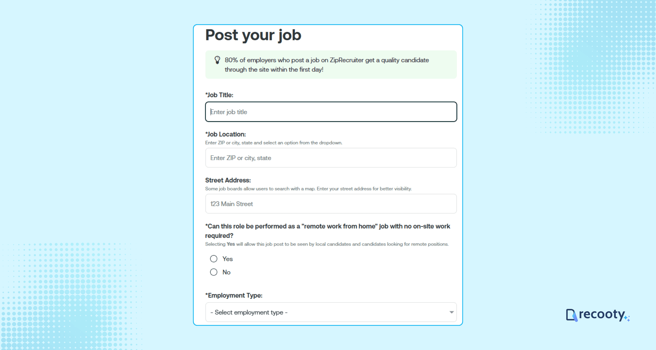 Enter all the basic detaills as job title location and more