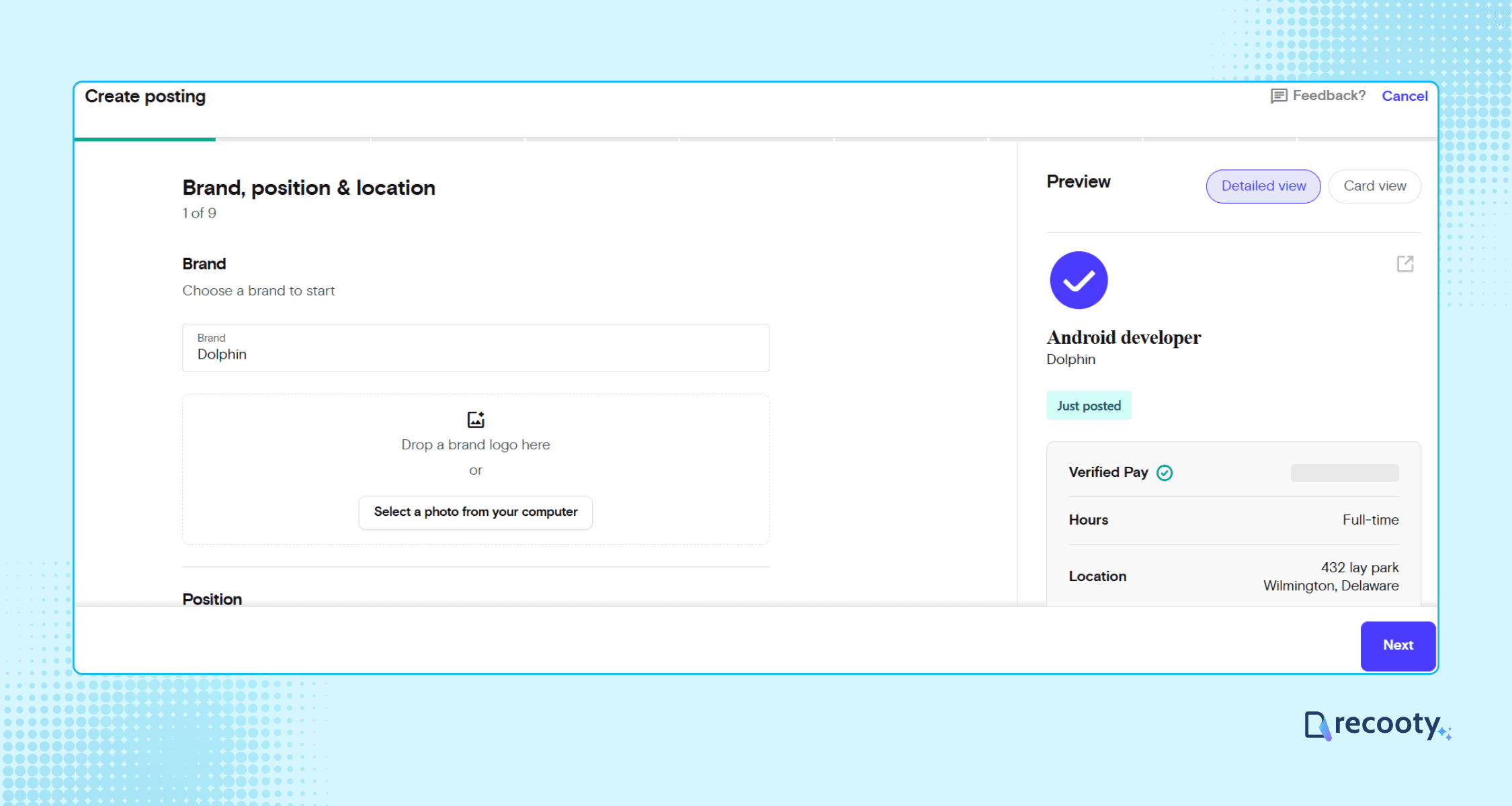 Fill In All The Required Details For Job Posting 1