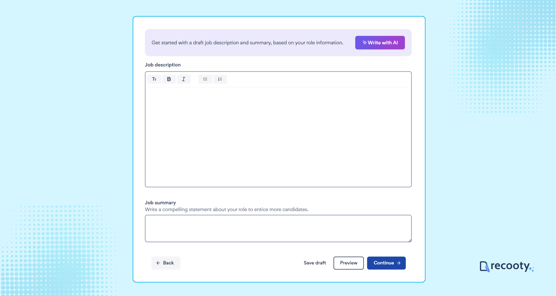 Writer the job description and summary on Seek